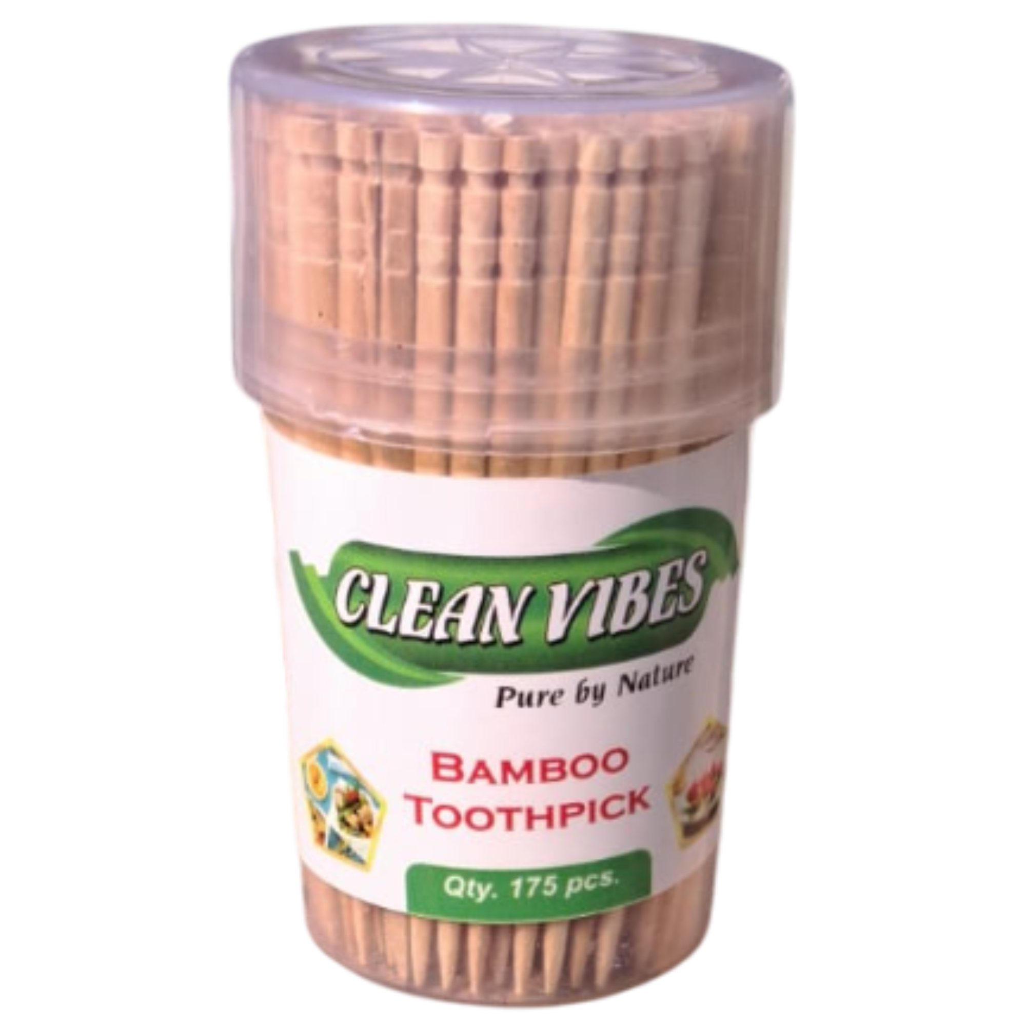 Clean Vibes Natural Bamboo Toothpicks of 175 Toothpick Sticks – Eco-Friendly, Biodegradable & Plastic-Free Toothpicks for Daily Oral Care and Multipurpose Use