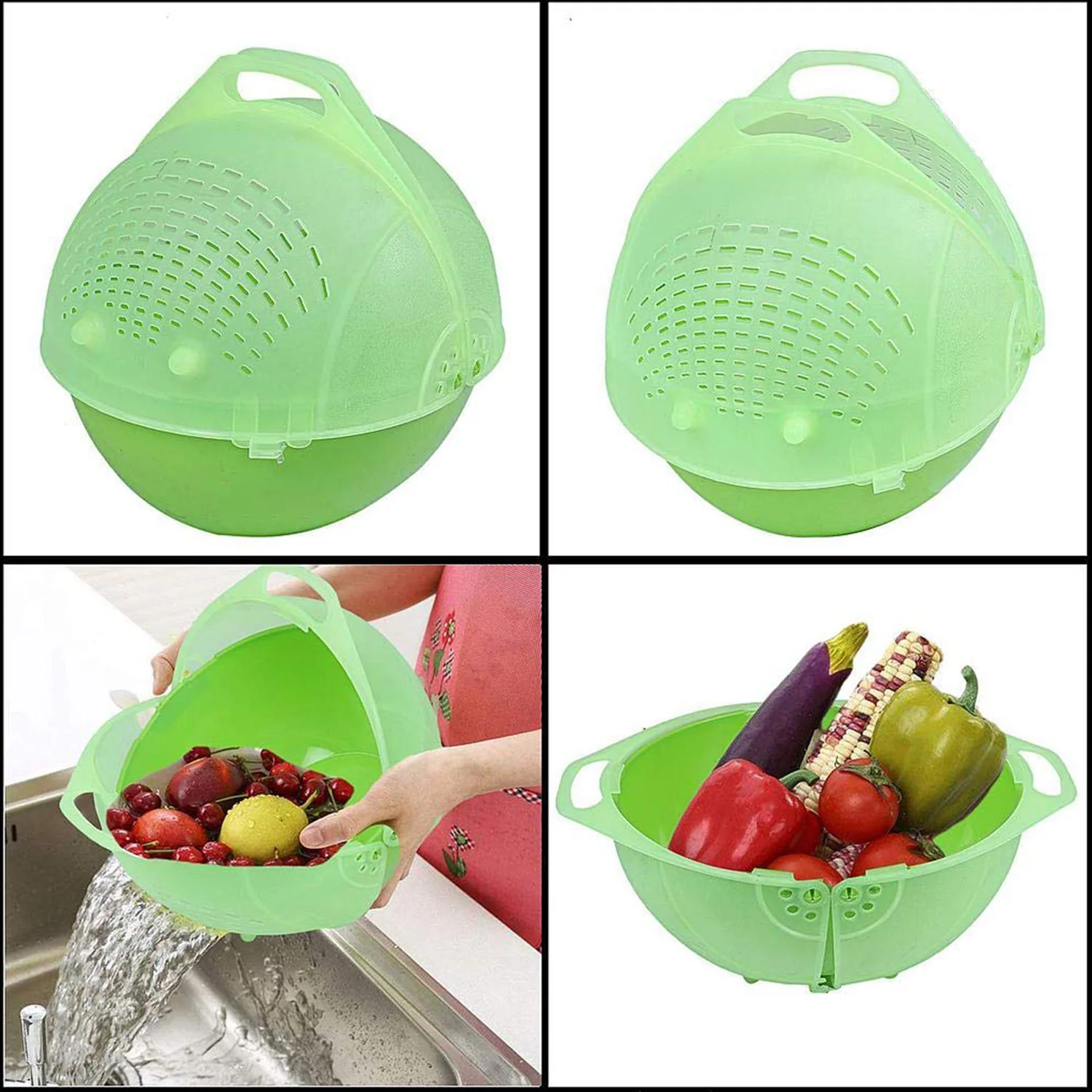 3-in-1 Smart Fruit & Vegetable Basket | Wash, Drain, Store & Serve Bowl | Unbreakable Food-Grade Plastic Kitchen Organizer – 1 Pc (Mix Color) - Image 6