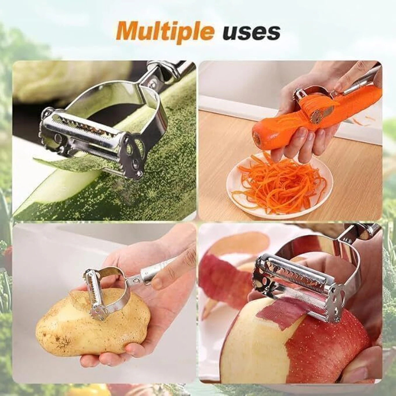 Premium 2-in-1 Stainless Steel Vegetable & Fruit Peeler – Ergonomic Y-Shape Design for Effortless Peeling (Silver Finish) 3 Premium 2-in-1 Stainless Steel Vegetable & Fruit Peeler – Ergonomic Y-Shape Design for Effortless Peeling (Silver Finish) - Image 3