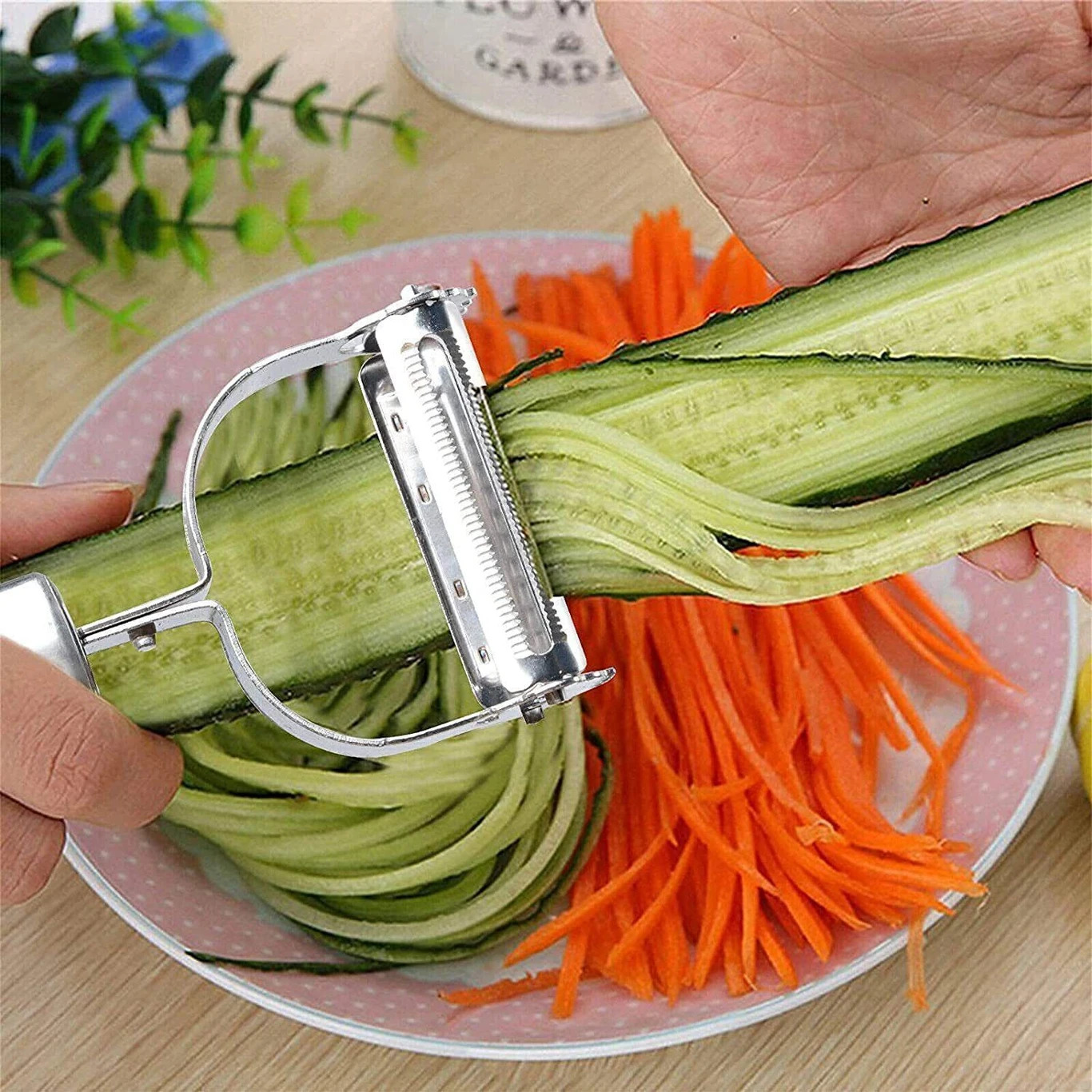 Premium 2-in-1 Stainless Steel Vegetable & Fruit Peeler – Ergonomic Y-Shape Design for Effortless Peeling (Silver Finish) 4 Premium 2-in-1 Stainless Steel Vegetable & Fruit Peeler – Ergonomic Y-Shape Design for Effortless Peeling (Silver Finish) - Image 4