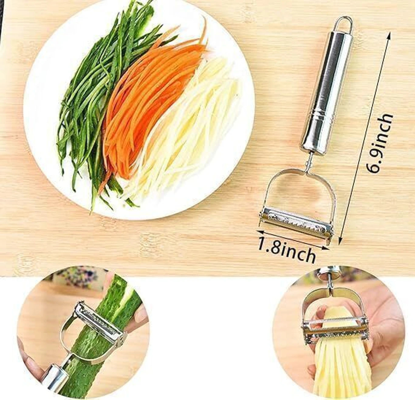 Premium 2-in-1 Stainless Steel Vegetable & Fruit Peeler – Ergonomic Y-Shape Design for Effortless Peeling (Silver Finish) 6 Premium 2-in-1 Stainless Steel Vegetable & Fruit Peeler – Ergonomic Y-Shape Design for Effortless Peeling (Silver Finish) - Image 6