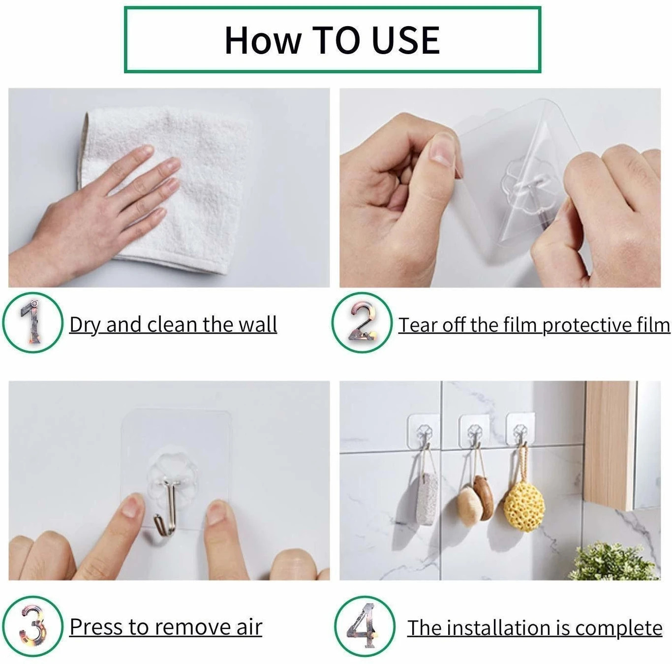 Self Adhesive Hooks for Wall for Kitchen, Bathroom & Home | Wall Hook Heavy Duty | Waterproof Strong Sticky Hooks for Hanging Clothes, Towels, Keys (Multipurpose Wall Hanger) 8 Self Adhesive Hooks for Wall for Kitchen, Bathroom & Home | Wall Hook Heavy Duty | Waterproof Strong Sticky Hooks for Hanging Clothes, Towels, Keys (Multipurpose Wall Hanger) - Image 8