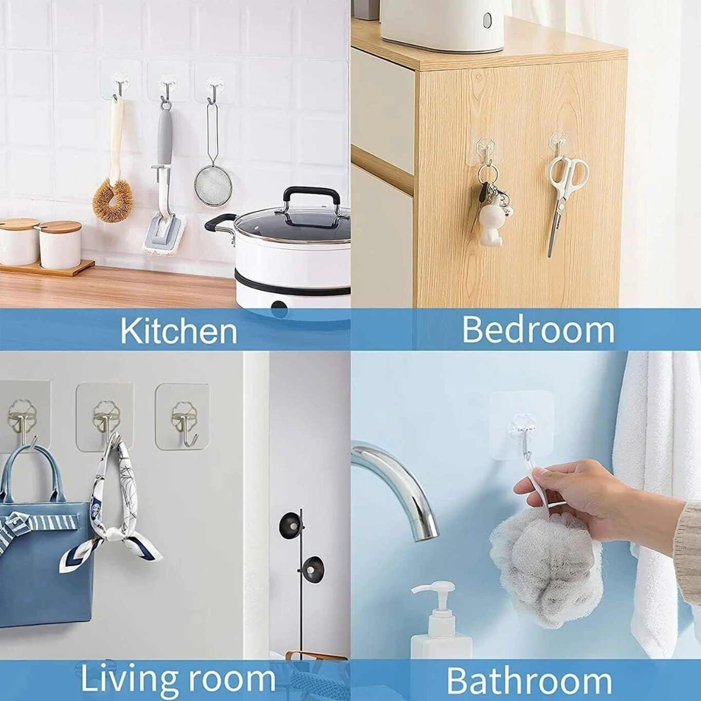 Self Adhesive Hooks for Wall for Kitchen, Bathroom & Home | Wall Hook Heavy Duty | Waterproof Strong Sticky Hooks for Hanging Clothes, Towels, Keys (Multipurpose Wall Hanger) 7 Self Adhesive Hooks for Wall for Kitchen, Bathroom & Home | Wall Hook Heavy Duty | Waterproof Strong Sticky Hooks for Hanging Clothes, Towels, Keys (Multipurpose Wall Hanger) - Image 7