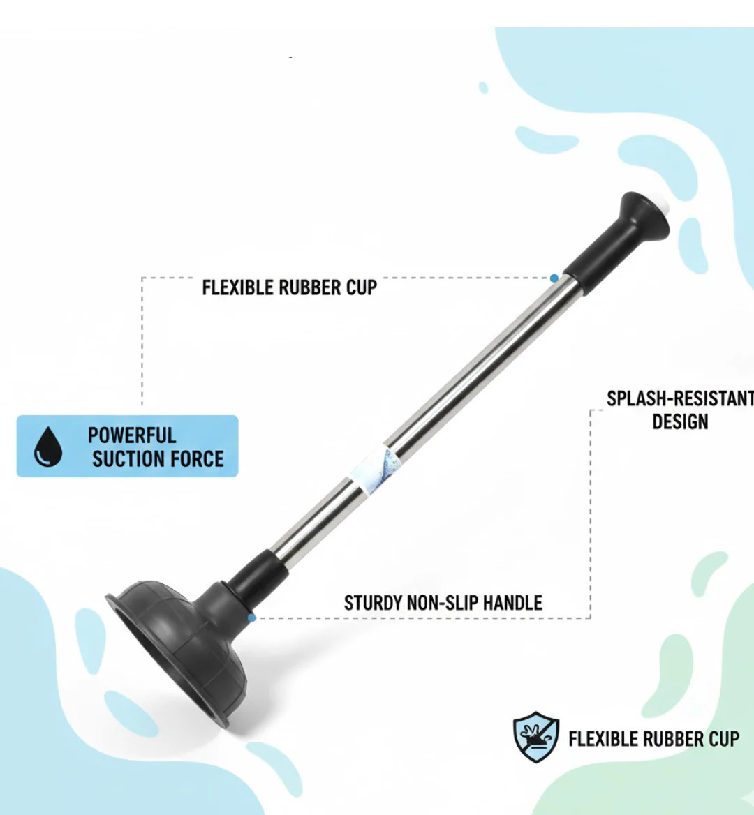 2 in 1 Drain Unblocker Pump for Toilet & Sink | Heavy Duty Toilet Unblocker | Sink Drain Cleaner Tool 6 2 in 1 Drain Unblocker Pump for Toilet & Sink | Heavy Duty Toilet Unblocker | Sink Drain Cleaner Tool - Image 6