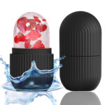 Reusable Facial Ice Roller for Skin Cooling, Puffiness Relief & Glowing Complexion | Black Silicone Beauty Massager