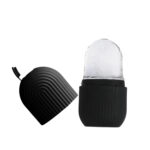 Reusable Facial Ice Roller for Skin Cooling, Puffiness Relief & Glowing Complexion | Black Silicone Beauty Massager