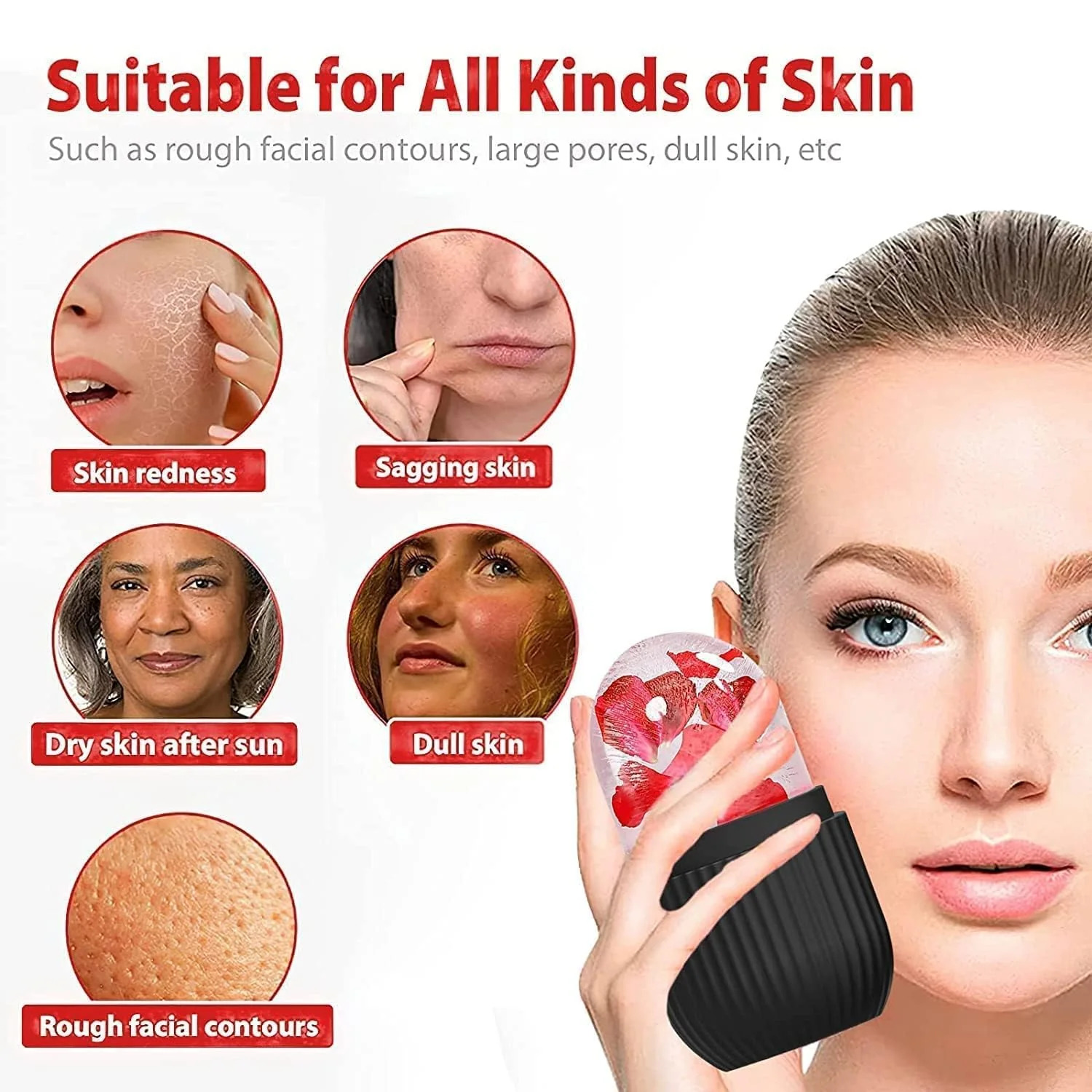 Reusable Facial Ice Roller for Skin Cooling, Puffiness Relief & Glowing Complexion | Black Silicone Beauty Massager 3 Reusable Facial Ice Roller for Skin Cooling, Puffiness Relief & Glowing Complexion | Black Silicone Beauty Massager - Image 3